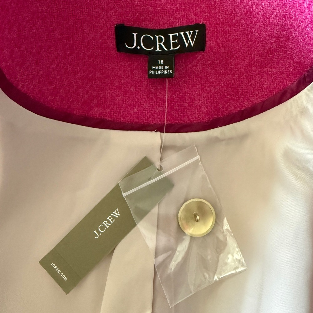 J.Crew Womens Pink Moon Wool Blazer Gold‎ Crest Button BU028 Size 18 NEW - Picture 6 of 9